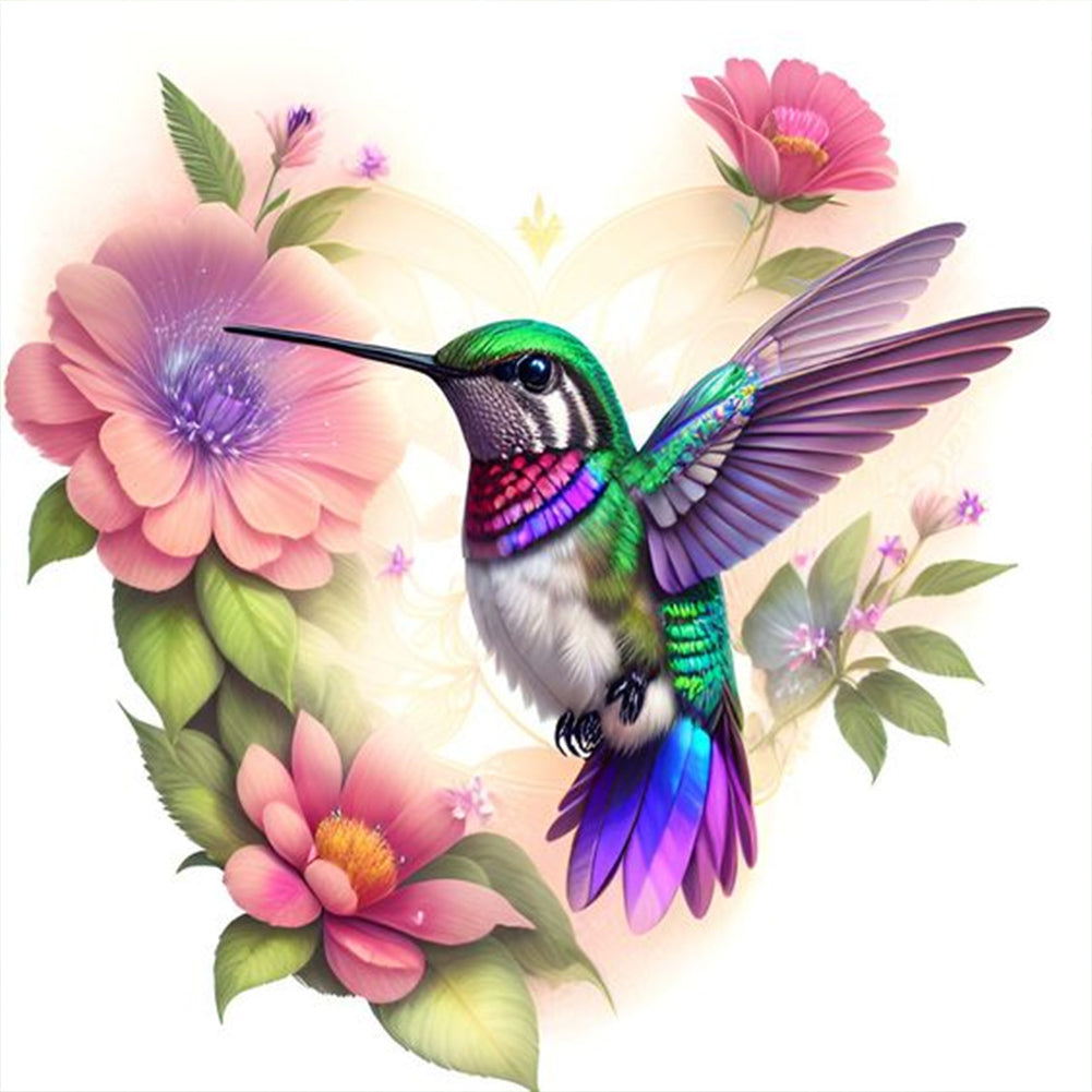 Wreath Hummingbird 30*30CM(Canvas) Full Round Drill Diamond Painting