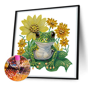 Sunflower Frog 30*30CM(Canvas) Partial Special Shaped Drill Diamond Painting