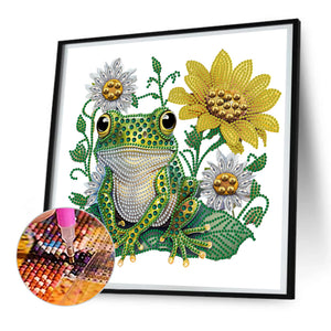 Sunflower Frog 30*30CM(Canvas) Partial Special Shaped Drill Diamond Painting