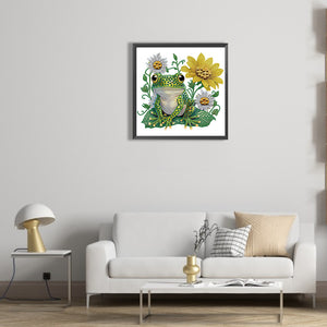 Sunflower Frog 30*30CM(Canvas) Partial Special Shaped Drill Diamond Painting