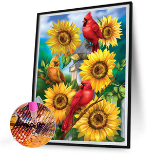 Sunflower Cardinal 30*40CM(Picture) Full Round Drill Diamond Painting