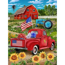 Load image into Gallery viewer, Independence Day Little Red Car 30*40CM(Canvas) Full Round Drill Diamond Painting
