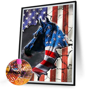 Independence Day Horse 30*40CM(Canvas) Full Round Drill Diamond Painting