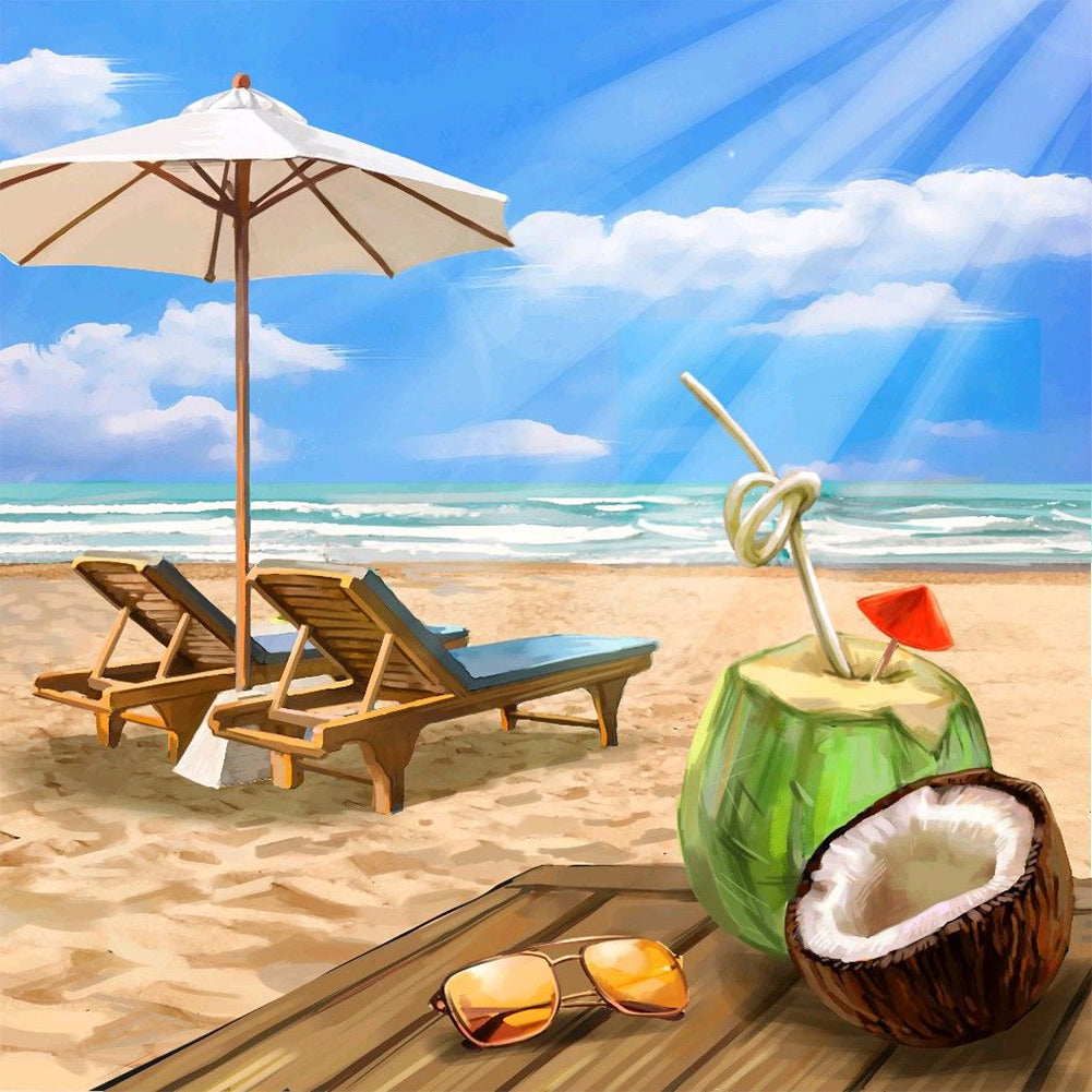 Beach Chair 30*30CM(Canvas) Full Round Drill Diamond Painting