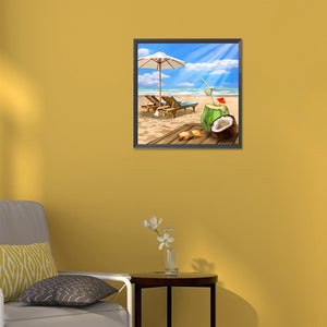 Beach Chair 30*30CM(Canvas) Full Round Drill Diamond Painting