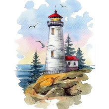 Load image into Gallery viewer, Watercolor Lighthouse 30*40CM(Canvas) Full Round Drill Diamond Painting
