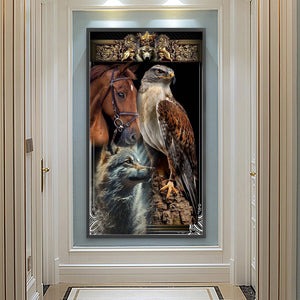Eagle And Wolf 40*70CM(Canvas) Full Round Drill Diamond Painting