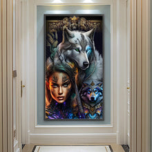 Load image into Gallery viewer, Beauty And Wolf 40*70CM(Canvas) Full Round Drill Diamond Painting
