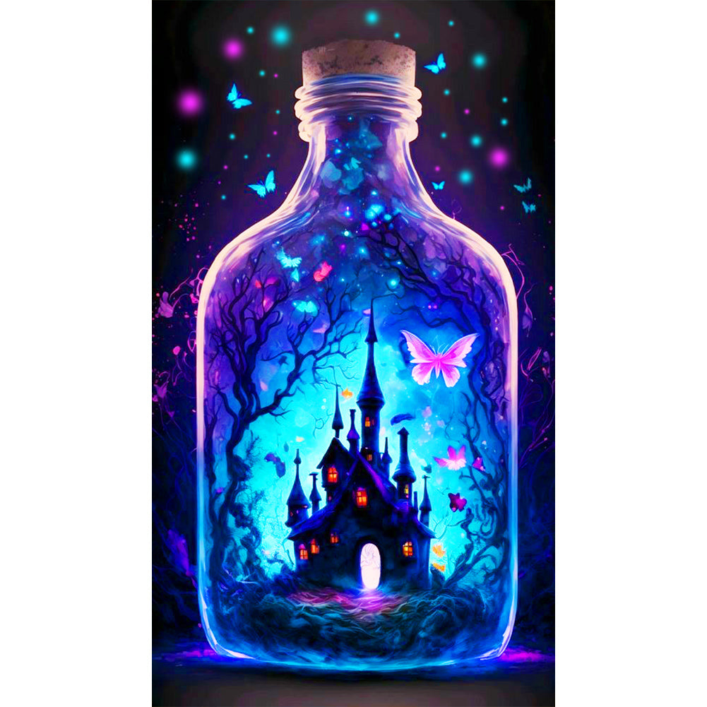 Castle In A Bottle¡¤Blue Purple 40*70CM(Canvas) Full Round Drill Diamond Painting