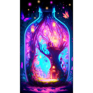 Castle In A Bottle ¡¤ Pink Blue 40*70CM(Canvas) Full Round Drill Diamond Painting