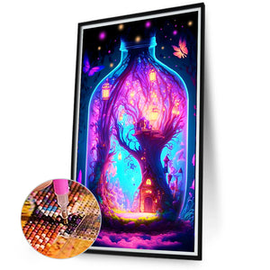 Castle In A Bottle ¡¤ Pink Blue 40*70CM(Canvas) Full Round Drill Diamond Painting