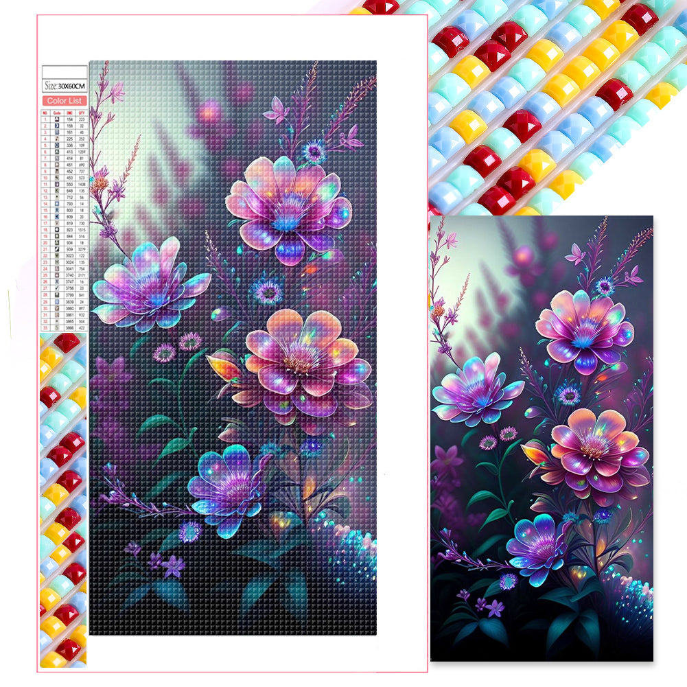 Purple Crystal Flower 30*60CM(Picture) Full Square Drill Diamond Painting