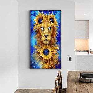 Sunflower Lion 40*70CM(Canvas) Full Round Drill Diamond Painting