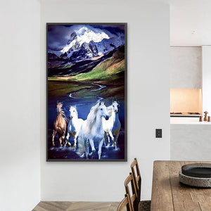Snow Mountain Galloping Horse 40*70CM(Picture) Full Square Drill Diamond Painting