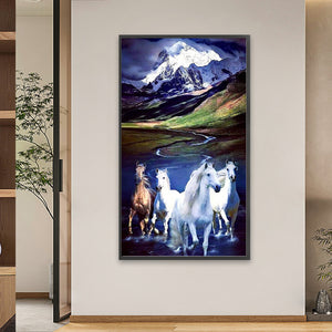 Snow Mountain Galloping Horse 40*70CM(Picture) Full Square Drill Diamond Painting