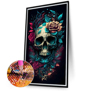 Flower Skull 40*70CM(Canvas) Full Round Drill Diamond Painting