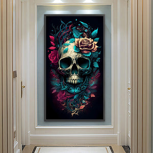 Flower Skull 40*70CM(Canvas) Full Round Drill Diamond Painting