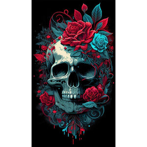 Flower Skull 40*70CM(Canvas) Full Round Drill Diamond Painting