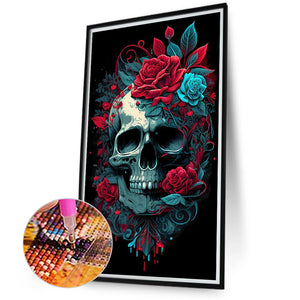 Flower Skull 40*70CM(Canvas) Full Round Drill Diamond Painting