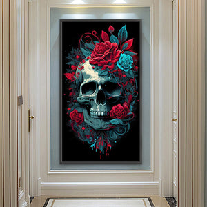 Flower Skull 40*70CM(Canvas) Full Round Drill Diamond Painting