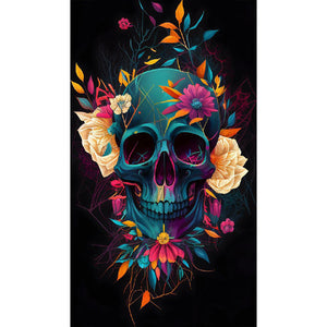 Flower Skull 40*70CM(Canvas) Full Round Drill Diamond Painting