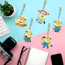 Load image into Gallery viewer, DIY Diamond Art Key Rings Little Yellow Man 5pcs Keychain Supplies Gift for Kids

