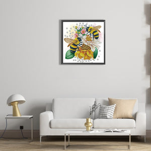 Bee And Flower 30*30CM(Canvas) Partial Special Shaped Drill Diamond Painting