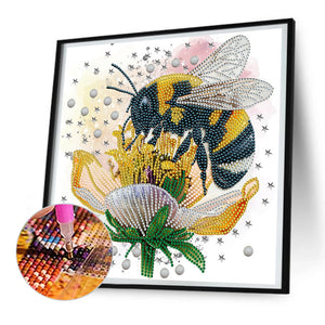 Bee And Flower 30*30CM(Canvas) Partial Special Shaped Drill Diamond Painting