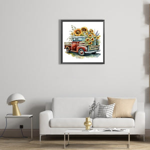 Sunflower Classic Car 30*30CM(Canvas) Full Round Drill Diamond Painting