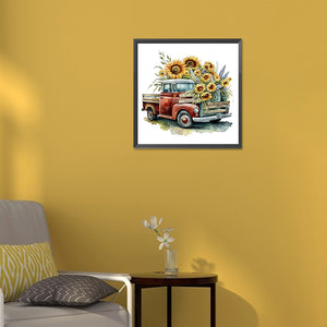 Sunflower Classic Car 30*30CM(Canvas) Full Round Drill Diamond Painting