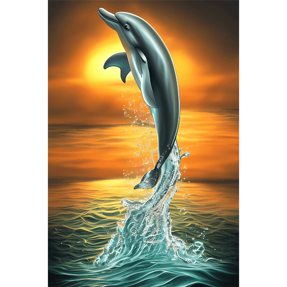 Jumping Dolphin 40*60CM(Canvas) Full Round Drill Diamond Painting
