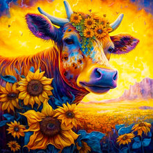 Load image into Gallery viewer, Sunflower And Cow 30*30CM(Canvas) Full Round Drill Diamond Painting
