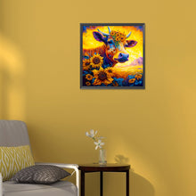 Load image into Gallery viewer, Sunflower And Cow 30*30CM(Canvas) Full Round Drill Diamond Painting
