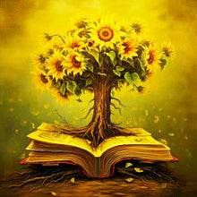 Load image into Gallery viewer, Book And Sunflower 30*30CM(Canvas) Full Round Drill Diamond Painting
