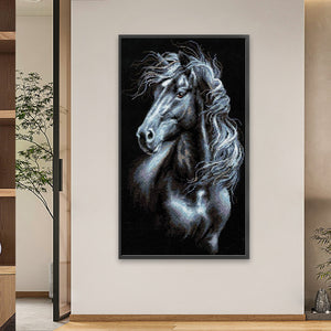 Mosaic Black And White Horse 40*70CM(Picture) Full Square Drill Diamond Painting