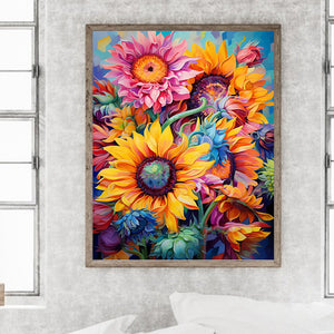 Sunflowers Bloom 40*50CM(Canvas) Full Round Drill Diamond Painting