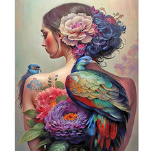 Load image into Gallery viewer, Peacock Tattoo Back Girl 40*50CM(Canvas) Full Round Drill Diamond Painting
