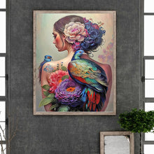 Load image into Gallery viewer, Peacock Tattoo Back Girl 40*50CM(Canvas) Full Round Drill Diamond Painting
