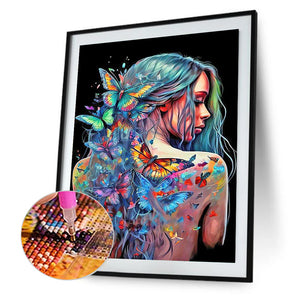 Butterfly Tattoo On Back For Girls 50*60CM(Canvas) Full Round Drill Diamond Painting