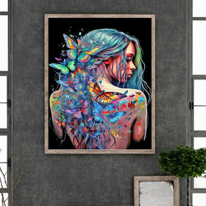 Butterfly Tattoo On Back For Girls 50*60CM(Canvas) Full Round Drill Diamond Painting