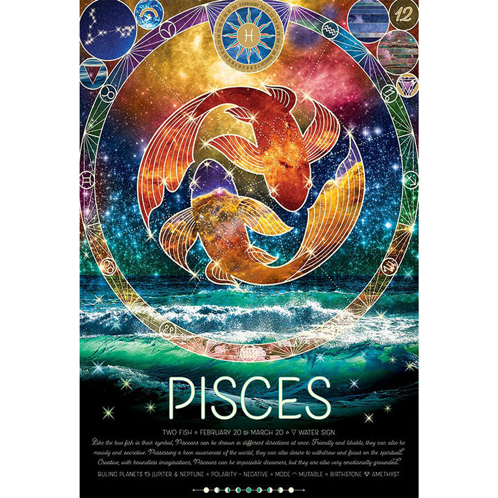 Chinese Zodiac - Pisces 50*70CM(Canvas) Full Round Drill Diamond Painting