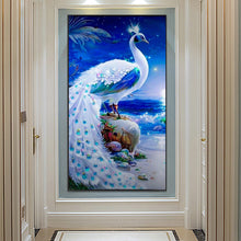 Load image into Gallery viewer, White Peacock 50*90CM(Canvas) Full Round Drill Diamond Painting
