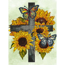 Load image into Gallery viewer, Sunflower Cross 30*40CM(Canvas) Partial Special Shaped Drill Diamond Painting
