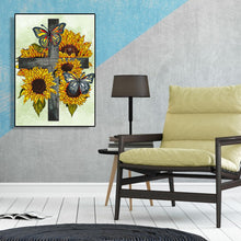 Load image into Gallery viewer, Sunflower Cross 30*40CM(Canvas) Partial Special Shaped Drill Diamond Painting
