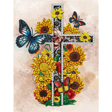 Load image into Gallery viewer, Sunflower Cross 30*40CM(Canvas) Partial Special Shaped Drill Diamond Painting
