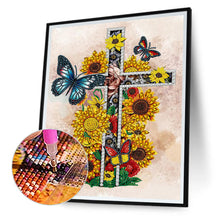 Load image into Gallery viewer, Sunflower Cross 30*40CM(Canvas) Partial Special Shaped Drill Diamond Painting
