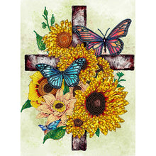 Load image into Gallery viewer, Sunflower Cross 30*40CM(Canvas) Partial Special Shaped Drill Diamond Painting
