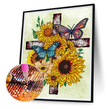 Load image into Gallery viewer, Sunflower Cross 30*40CM(Canvas) Partial Special Shaped Drill Diamond Painting
