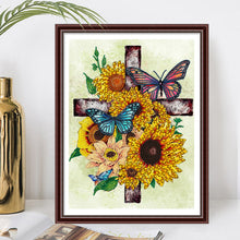 Load image into Gallery viewer, Sunflower Cross 30*40CM(Canvas) Partial Special Shaped Drill Diamond Painting
