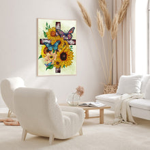 Load image into Gallery viewer, Sunflower Cross 30*40CM(Canvas) Partial Special Shaped Drill Diamond Painting
